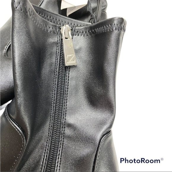 ZARA Women's Black Faux Leather Ankle Booties Silver Metal 3 In Heel Size 10 - Picture 4 of 7